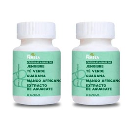 A&G PERSEA PACK 2 Frascos 60 C/u Cápsulas a base de té verde con jengibre, extracto de aguacate, ingredientes naturales (2)