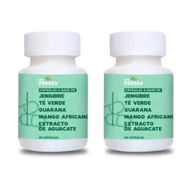 A&G PERSEA PACK 2 Frascos 60 C/u Cápsulas a base de té verde con jengibre, extracto de aguacate, ingredientes naturales (2)