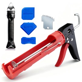 Caulk Gun Kit, Caulking Gun No Drip with 3 Silicone Caulking Tool and 3 in 1 Caulk Remover Tool, 15:1 Thrust Ratio, Professional Hand Caulking Gun Tool for the Seams of Bathroom and Kitchen Sinks