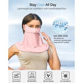 AIWUFLY UV Face Mask Sun Protection for Men and Women Breathable Neck Gaiter Face Scarf UV Protection for Outdoor Sports Hiking Cycling Scarf Bandana (Pink)