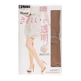 Atsugi FP10004P Women's Stockings, Supportive Stockings, Transparent, Hard to Tighten, Easy to Wear, Value Set of 4, nu dibé