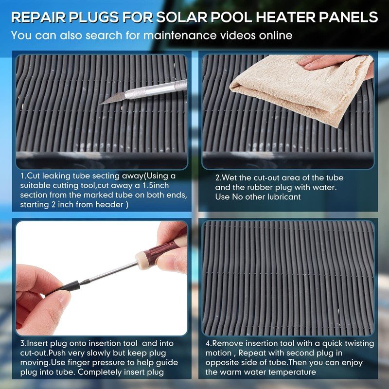 Riakrum 60 Pcs Pool Solar Panels Repair Plugs Solar Pool