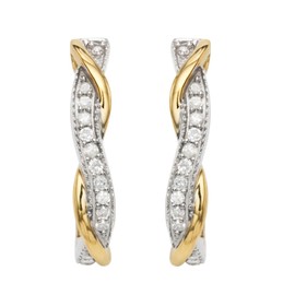 Hdiamonds 0.25 CT Two Toned Diamond Earrings in Sterling Silver