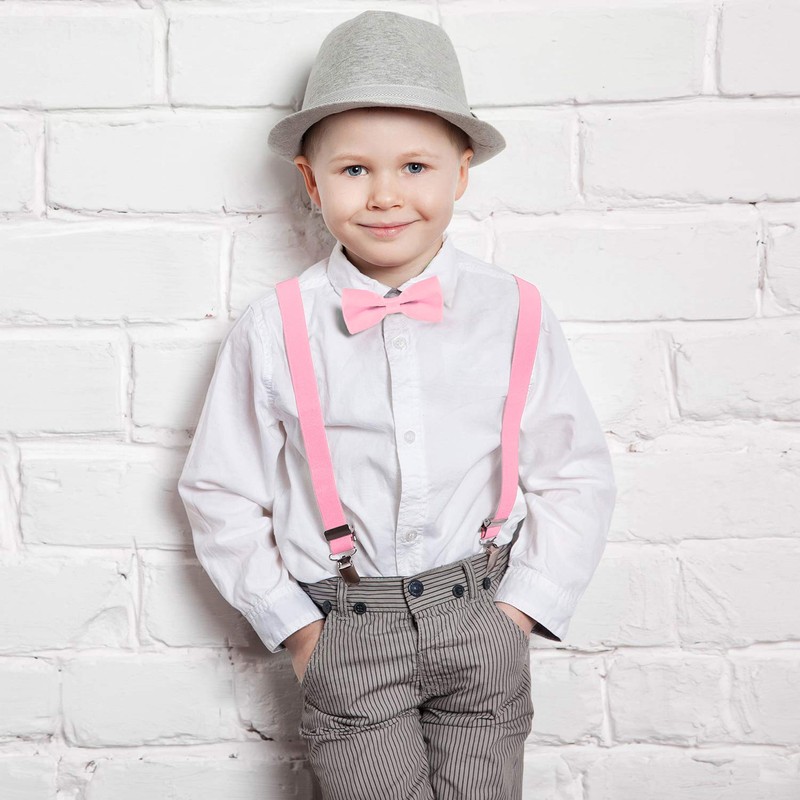 DonDon Boys' Braces Bow Tie Set Elastic and Adjustable Length