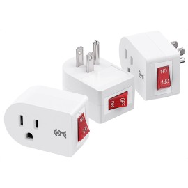 Cable Matters ETL Listed 3 Pack Grounded Outlet with ON Off Switch Single Out...