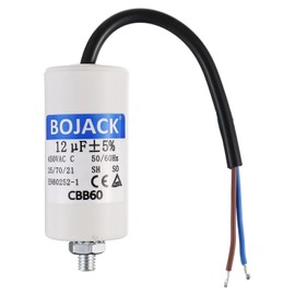 BOJACK 12uF 450V Motor Running Capacitor 34 x 68 mm Starting Capacitor Engine Start Capacitor with Capacitor with Lead Wire M8 with Nut Suitable for Most Engines