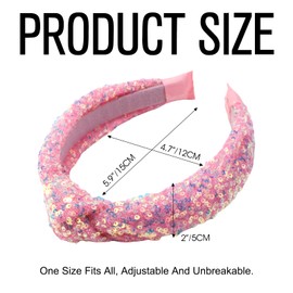 FUKEFUKEUS Sparkly Sequin Knotted Headband for Women,Rainbow Knotted Wide Hair Bands for Girls,Glitter Fashion Iridescent Headbands Hair Accessories for Party Birthday Prom