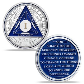 1 Year Original Triangle Sobriety Coin Set | Silver Roman Numeral AA Medallion with Protective Capsule | Recovery Anniversary Token for Men & Women | AA Sobriety Gifts for Monthly & Yearly Milestones