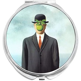 NewCharms Rene Magritte Son of Man Compact with Mirrors - Perfect Pocket and Purse Size Folding Mirror for Applying Make Up Anywhere