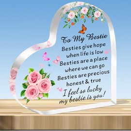 JMIMO Bestie Gifts Acrylic Heart Bestie Christmas Birthday Presents Besties Give Hope When Life Is Low