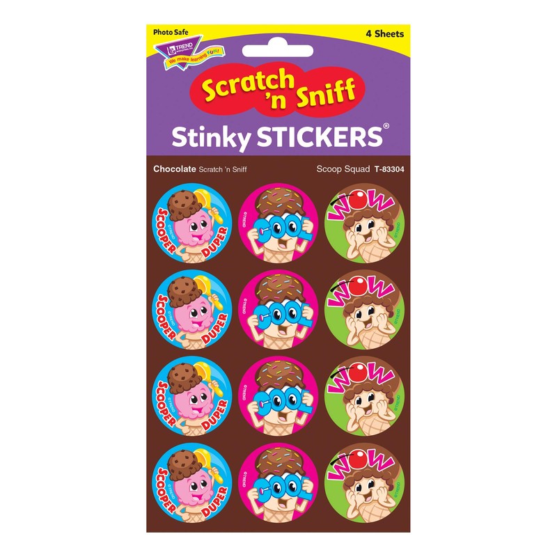 Trend Scoop Squad/Chocolate Stinky Stickers, Classroom Incentives, 48 Count