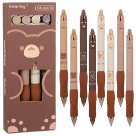 Giantree Pack of 8 Erasable Ballpoint Pens, 0.5 mm Black/Blue Retractable Rollerball Pens, Erasable Pens, Gel Pens, Erasable for Students, Gift, School, Office Supplies (Brown)