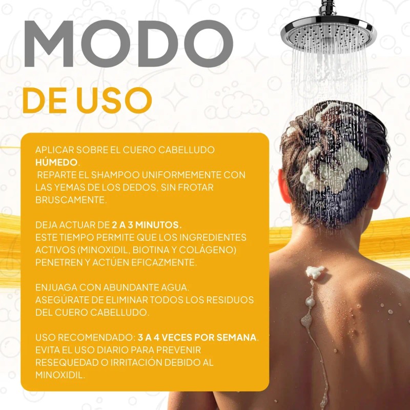 Shampoo Anticaída Crecimiento Capilar Cabello Con 3 Activos