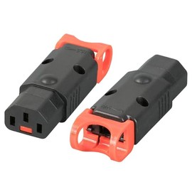 IEC Lock+ PA130100BK Straight The World's First Locking Rewireable IEC320-C13 Connectors No More Accidental Unplugging or Disconnections (Straight)