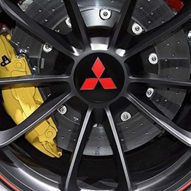JD Auto 4pcs 56MM 2.2'' Emblem Badge Sticker Wheel Hub Caps Center Cover ABS Material (fit Mitsubishi Black)