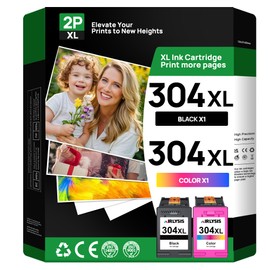304XL wiederaufbereitete Tintenpatronen, Ersatz für HP 304 Schwarz und Farbe für Envy 5030 5032 5020 5010 Deskjet 3760 2630 3750 2620 2622 3720 3762 3730 3733 373 374 35 37 64 (1 schwarz, 1