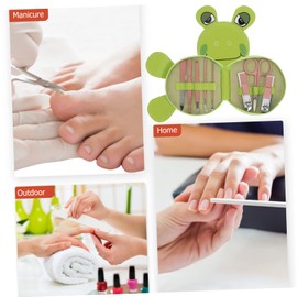 HONMEET 1set Cartoon Frog Nail Scissors Grooming Kit Stainless Steel Manicure and Pedicure Tools for Easy Nail Care Portable Storage Case for Travel and Camping