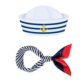 Orgoue Yacht Captain Costume Set, Navy Costume Sailor Costume Accessories with Sailor Hat Scarf Captain Hat and Sunglasses