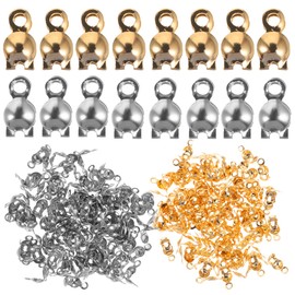 Artibetter 200 piezas Kit para Hacer Joyería de Cierres de Acero Inoxidable para Pulseras y Collares Tapas de Nudo para Bricolaje Insumos para Bisutería y Atrapadores de Nudos para Extender