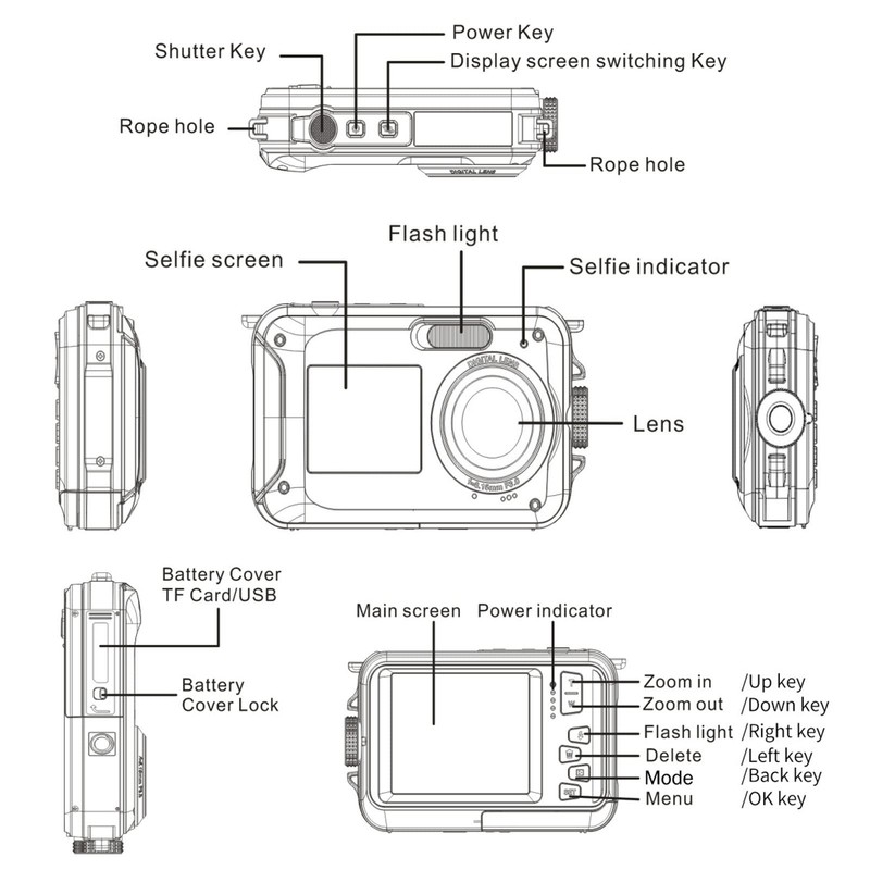 Digital Camera, 48MP Full HD 2.7K, Dual Screens, 16X Digital