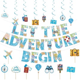 20 PCS Bon Voyage Party Decorations - Travel Themed Farewell Complete Set with banners, vignettes and more - perfect for leaving parties and travelling celebrations