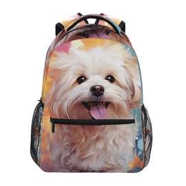 Dog Maltese High School Bag Backpack Bookbags Book Bags for Boys Travel College Work Casual Daypack Teens
