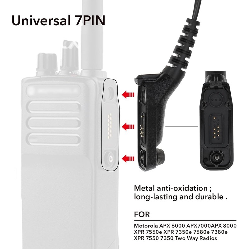 Kaikodak APX6000 XPR7550e SRX Series Earpiece w/PTT Mic for Motorola