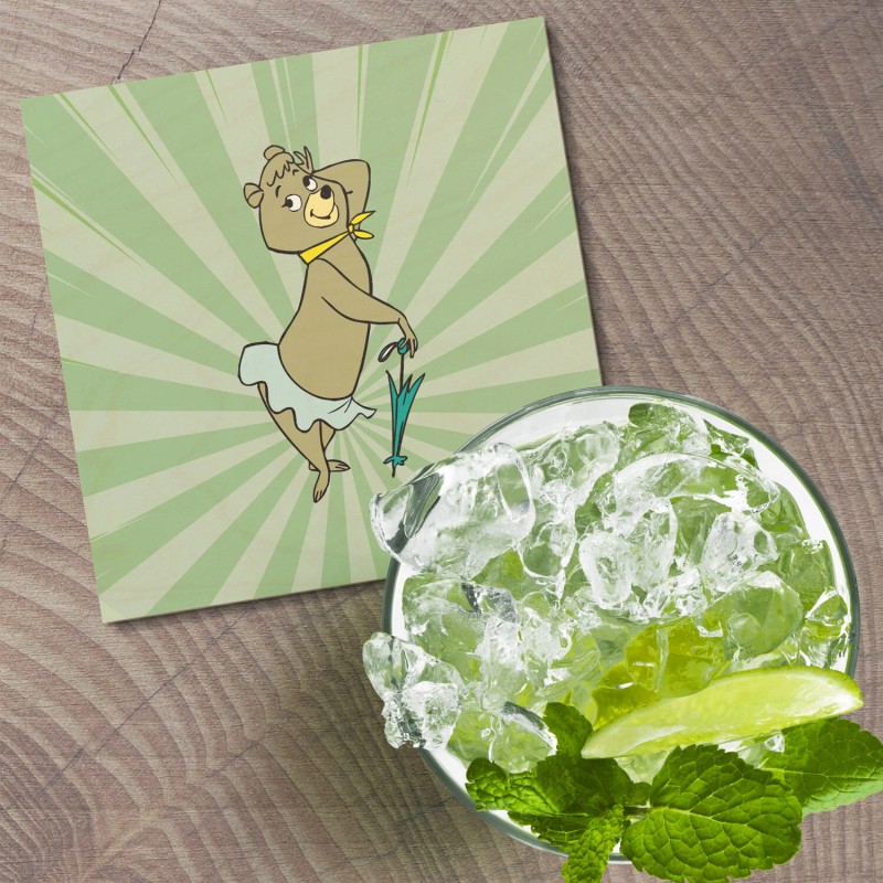 Unbranded Yogi Bear Cindy Cartoon 4'' X 4'' Square Wooden