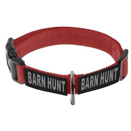 Dogline Omega Nylon Collar for Dogs with 2 Removable BARN Hunt Patches (Red, 20"-26")