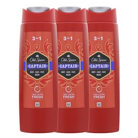 3 x Old Spice Captain 3-in-1 Shower Gel & Shampoo Body Hair Face for 250 ml Each
