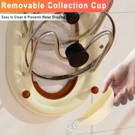 QuirkTrade Pot Lid Organizer Rack with Strong Suction – No Drilling Wall-Mounted Pot Lid Holder for Kitchen Storage, Removable Collection Cup for Easy Cleaning
