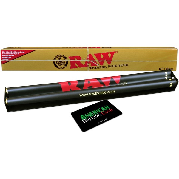 RAW Supernatural Rolling Machine for Rolling 12" Rolling Papers | Includes an American Rolling Club Scoop Card (Rolling Machine)