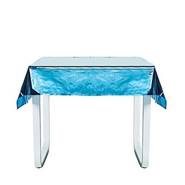 BalsaCircle Table Covers BalsaCircle 50x50 inch Turquoise Metallic Square Disposable Plastic Tablecloth Table Covers Wedding Decorations Dining Catering