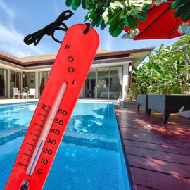 Lantelme Sinking Pool Thermometer with String - Analogue Thermometer in Red for Pool, Swimming Pool, Pond, Hot Tub and Swimming Pond - Ideal for Precise Water Temperature Measurement