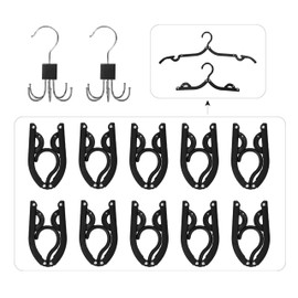 ICEICE 2 Underwear Hangers + 10 Foldable Clothes Hangers for Bras, Pants, Towels – Space-Saving Non-Slip Set for Travel, Closet Organizer, Wardrobe Storage, Laundry, Dorm, RV (Black)