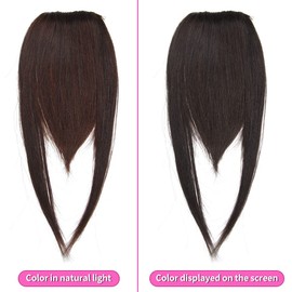 Thick Side Bangs Clip In Real Human Hair Bangs Side Bangs Straight Fringe Hair Extensions(Dark Brown Color,With Temples)