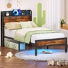 Furnulem Bed Frame Twin Size with LED Lights & Charging