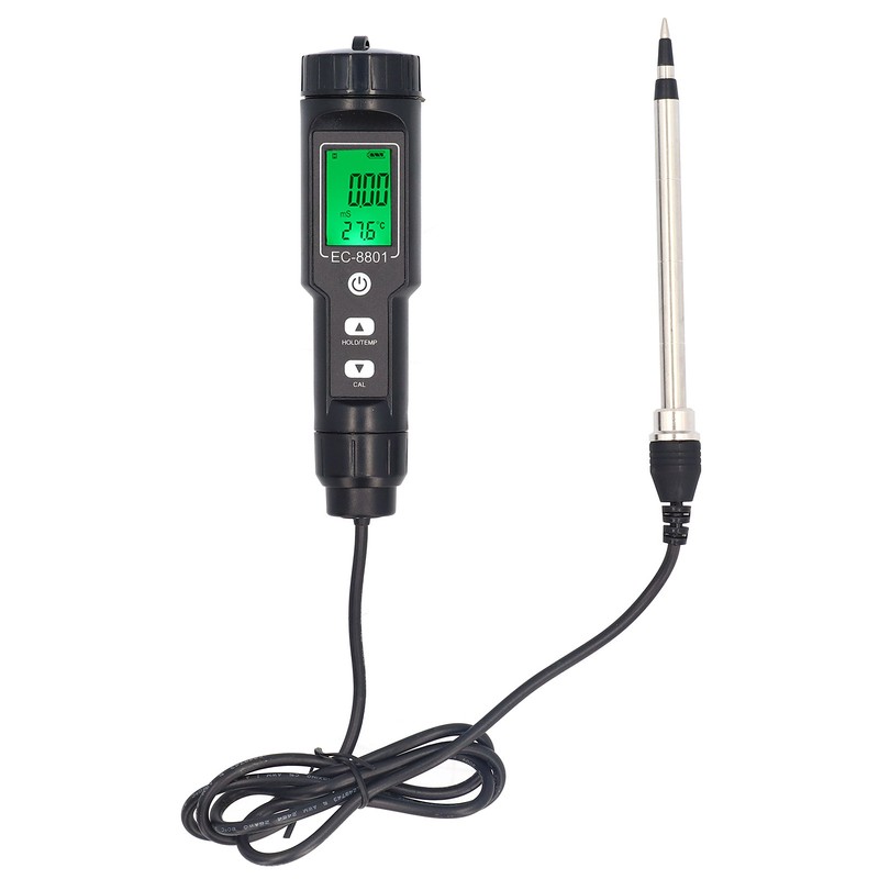 Soil EC Temperature Tester with Backlight Portable Conductivity Meter Hydroponics