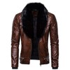 chouyatou Men's Removable Fur Collar Sherpa Lined Steampunk Faux Leather