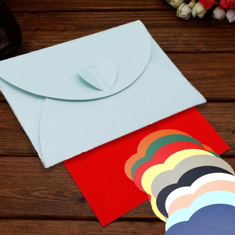Joyangy 32pcs Heart Clasp Mini Envelopes, Blue Cute Tiny Envelopes,