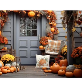 uinwk Hello Pumpkin Fall Pillow Covers 18x18, Orange and White Buffalo Plaid Fall Pumpkin Outdoor Pillow Covers, Fall Home Decor for Bedroom Living Room, Autumn Thanksgiving Pillow Covers, Set of 2