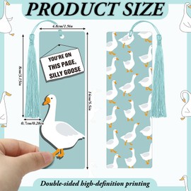 Humyoun 24pcs Silly Goose Bookmarks with Tassels Cute Funny Goose Bookmarks for Women Reading Accessories Bookish Gifts for School Students Book Lovers Club, 6 Styles