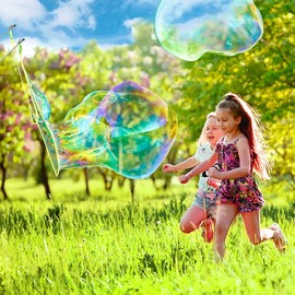 Ubitree Pack of 2 Giant Soap Bubbles, Children's Large Soap Bubbles, Garden Toy, Outdoor Toy for Bubble Party, Stainless Steel Soap Bubbles Rods, Telescopic Design, Easy to Carry