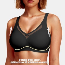 Sae Eleisa A Barely Feel Bras for Women(34B-42D), Full Coverage Seamless Supportive Bralette for Women, Super Smooth Comfort Fashion Bra，Black 38DD