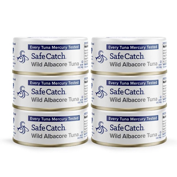 Safe Catch Wild Tuna, Lowest Mercury Limit Albacore Tuna, Keto, Paleo, 6 Count, 5oz Cans