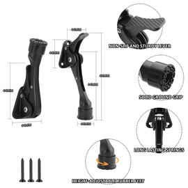 Malimali Kickdown Door Stoppers for Bottom of Door, 4" Height Adjustable Rubber Door Stop Commercial Heavy Duty Door Holder to Keep Door Open (Black, 2 Pack)