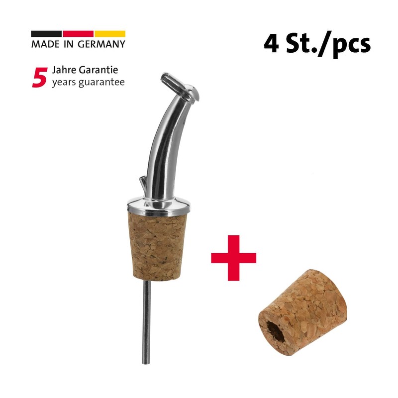 Westmark 4 spirits/oil pourers + 4 replacement corks, extra short,