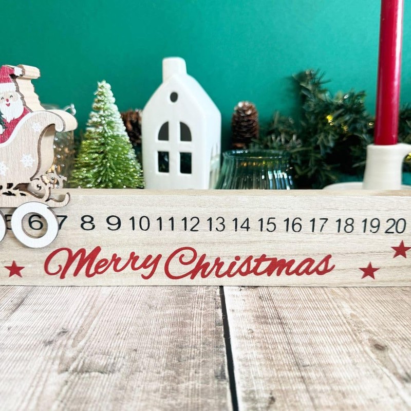 Santa Advent Countdown Slider, Wooden Christmas Countdown, Father Christmas Ruler,