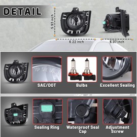 AUTOWIKI Fog Lamp Fit For 2014 2015 2016 Scion TC Fog Lights Assemblies With Wiring Kit 1 Pair