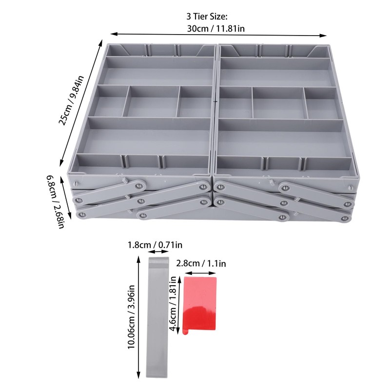 Multi Tier Drawer Organizer, Foldable Expandable Desk Storage Organizer Tray